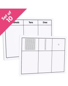 Write-On/Wipe-Off Base Ten Mats, set of 10