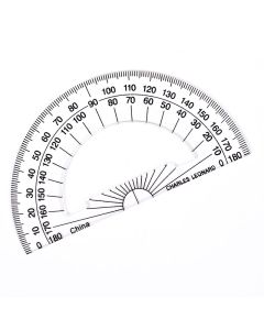 4" Protractor, Open Center - Clear Plastic, Set of 12
