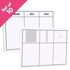 Write-On/Wipe-Off Base Ten Mats, set of 10