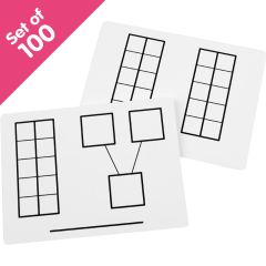 Write-On/ Wipe-Off Ten-Frame Mats, set of 100 - Bulk Pricing