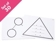 Write-On/Wipe-Off Fact Family Triangle Mats: Multiplication, set of 30 - Bulk Pricing