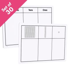 Write-On/Wipe-Off Base Ten Mats, set of 30, Bulk Pricing