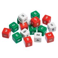 Number Dice, 1-6, Plastic, Set of 12