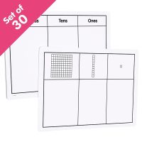 Write-On/Wipe-Off Base Ten Mats, set of  30, Bulk Pricing