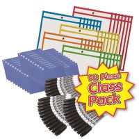 Dry Erase Pocket Class Pack, set of 30, with erasers and markers